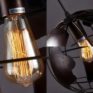Yellow Dining Room World Map Globe Cage Metal Pendant Light Zawala Image - 13