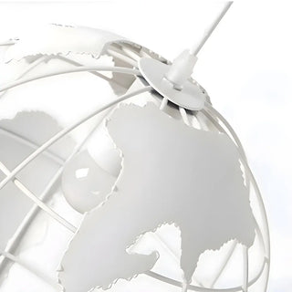 Yellow Dining Room World Map Globe Cage Metal Pendant Light Zawala Image - 15