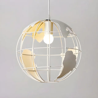 Yellow Dining Room World Map Globe Cage Metal Pendant Light Zawala Image - 6
