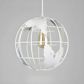 Yellow Dining Room World Map Globe Cage Metal Pendant Light Zawala Image - 7