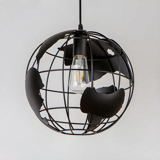 Yellow Dining Room World Map Globe Cage Metal Pendant Light Zawala Image - 8