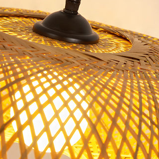 ZOWALA - Natural Oriental Bamboo Woven UFO Pendant Light Image - 10