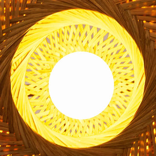 ZOWALA - Natural Oriental Bamboo Woven UFO Pendant Light Image - 11