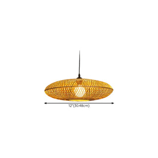 ZOWALA - Natural Oriental Bamboo Woven UFO Pendant Light #size