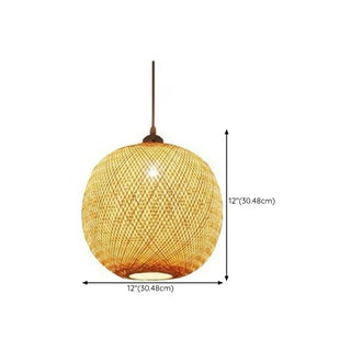 ZOWALA - Natural Oriental Bamboo Woven UFO Pendant Light Image - 13