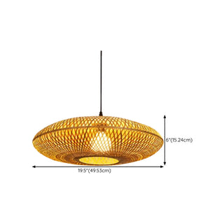 ZOWALA - Natural Oriental Bamboo Woven UFO Pendant Light Image - 14