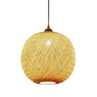 ZOWALA - Natural Oriental Bamboo Woven UFO Pendant Light Image - 3