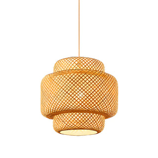ZOWALA - Natural Oriental Bamboo Woven UFO Pendant Light Image - 5