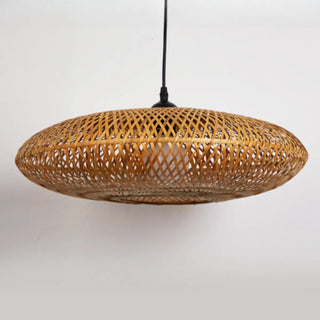 ZOWALA - Natural Oriental Bamboo Woven UFO Pendant Light Image - 7
