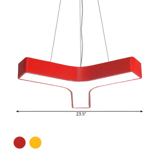 Y-Shape Acrylic Kids Room Red Medium LED Chandelier Zawala #size