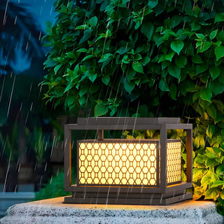 Stylish Bronze Finish Metal Square Outdoor Post Lamp Zawala Image - 12