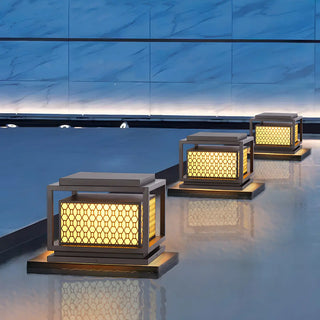 Stylish Bronze Finish Metal Square Outdoor Post Lamp Zawala Image - 14