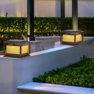 Stylish Bronze Finish Metal Square Outdoor Post Lamp Zawala Image - 15