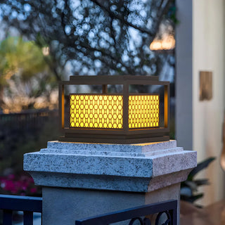 Stylish Bronze Finish Metal Square Outdoor Post Lamp Zawala Image - 3