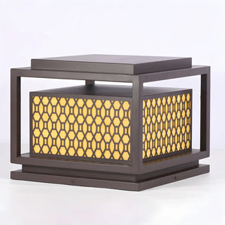 Stylish Bronze Finish Metal Square Outdoor Post Lamp Zawala Image - 4