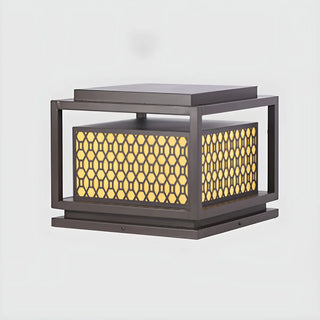 Stylish Bronze Finish Metal Square Outdoor Post Lamp Zawala Image - 5