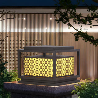 Stylish Bronze Finish Metal Square Outdoor Post Lamp Zawala Image - 6