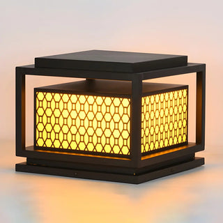 Stylish Bronze Finish Metal Square Outdoor Post Lamp Zawala Image - 8