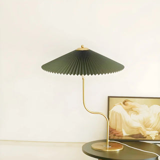 Unique Pleated Fabric Umbrella Curved Arm Table Lamp Zawala Image - 4