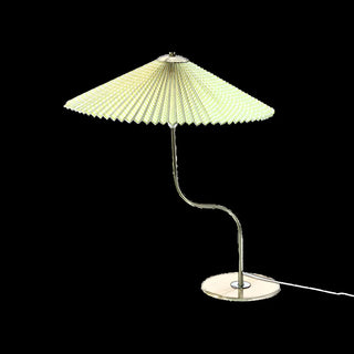 Unique Pleated Fabric Umbrella Curved Arm Table Lamp Zawala Image - 5