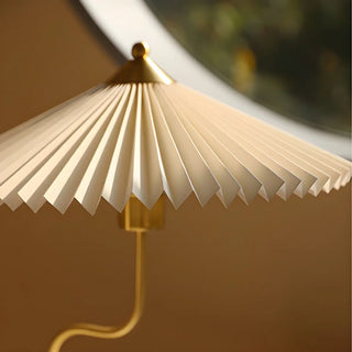 Unique Pleated Fabric Umbrella Curved Arm Table Lamp Zawala Image - 7