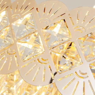 Gold Crystal Tiered Adjustable Height Foyer Chandelier Zawala Image - 10