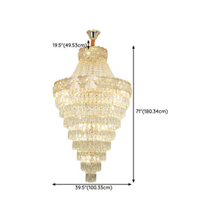 Gold Crystal Tiered Adjustable Height Foyer Chandelier Zawala Image - 15