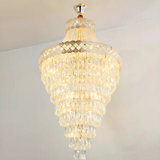 Gold Crystal Tiered Adjustable Height Foyer Chandelier Zawala Image - 7