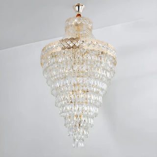 Gold Crystal Tiered Adjustable Height Foyer Chandelier Zawala Image - 8
