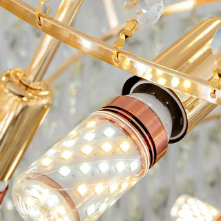 Gold Crystal Tiered Adjustable Height Foyer Chandelier Zawala Image - 9