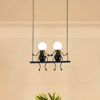 Swing Figure Metal Kids Room Black Mini Chandelier Zawala Image - 4