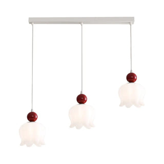 ZOWALA -White Resin Flower 3-Light Red Accent Island Light Image - 12