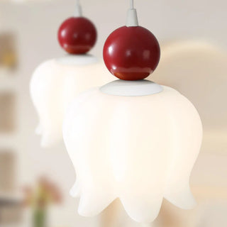 ZOWALA -White Resin Flower 3-Light Red Accent Island Light Image - 14