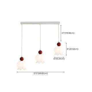 ZOWALA -White Resin Flower 3-Light Red Accent Island Light #size