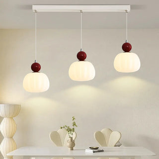 ZOWALA -White Resin Flower 3-Light Red Accent Island Light Image - 1