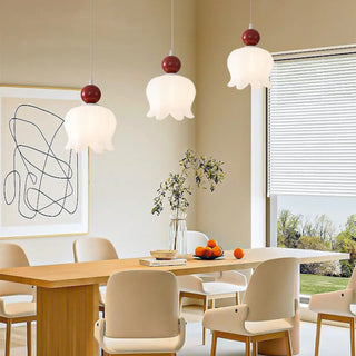 ZOWALA -White Resin Flower 3-Light Red Accent Island Light Image - 2
