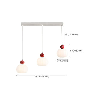 ZOWALA -White Resin Flower 3-Light Red Accent Island Light Image - 21