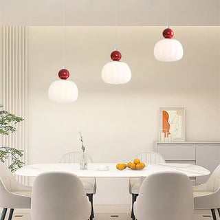 ZOWALA -White Resin Flower 3-Light Red Accent Island Light Image - 6