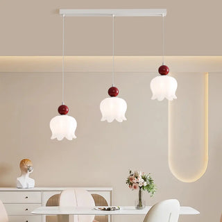 ZOWALA -White Resin Flower 3-Light Red Accent Island Light Image - 7
