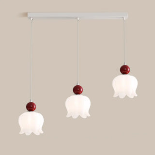 ZOWALA -White Resin Flower 3-Light Red Accent Island Light Image - 9