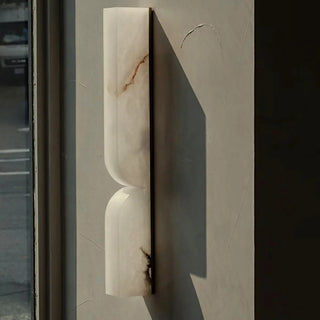 Contemporary Alabaster Curved Geometric White Wall Lamp Zawala Image - 2